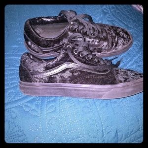 Black Velvet vans- mens 7.5 womens size 9.0
